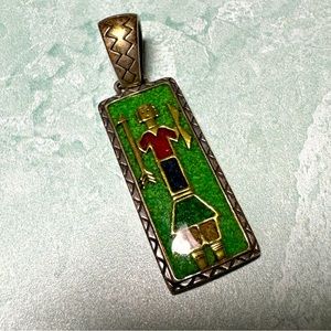 Carolyn Pollack Relios Sterling Silver 925 Enhancer Large Pendant Native Inlay